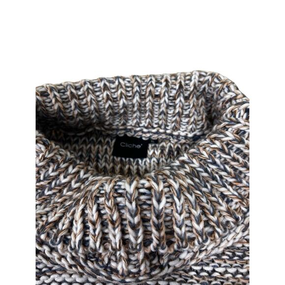 Cliche Sleeveless Turtleneck Sweater Sz XL Wool Blend Oversized Long Top - Picture 4 of 9